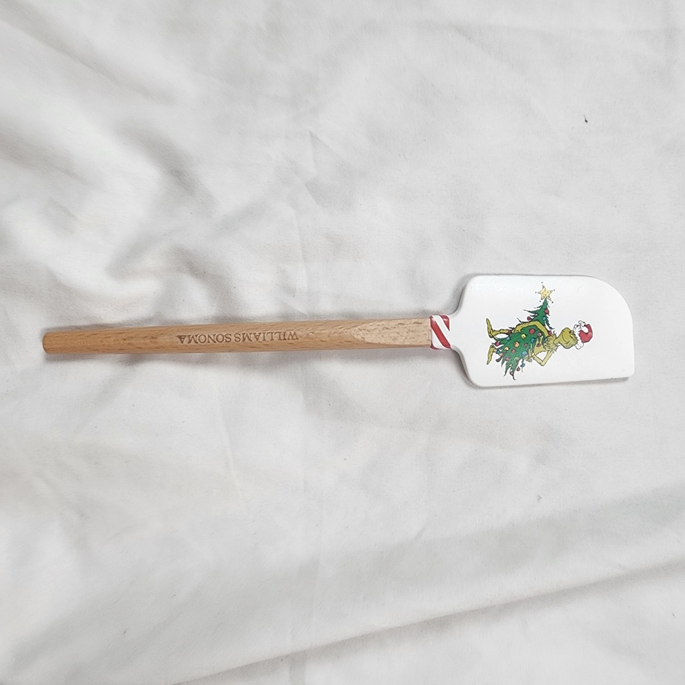 Williams Sonoma The Grinch Christmas Silicone Spatula Wood Handle Holiday 9.5in